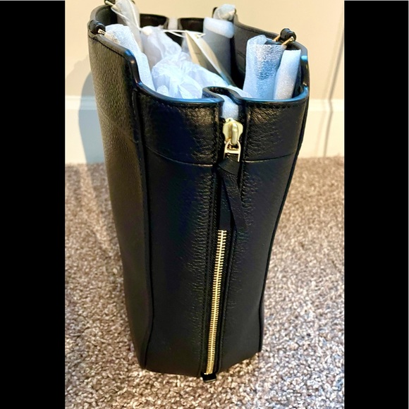 Tory Burch Purse Leather Tote Laptop Bag Ivy Side Zipper Gold Hardware New NWT - Picture 12 of 15